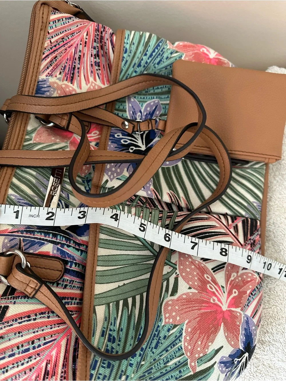 Rosetti Tan-Trim Tropical Floral Tote in Multicolor Print